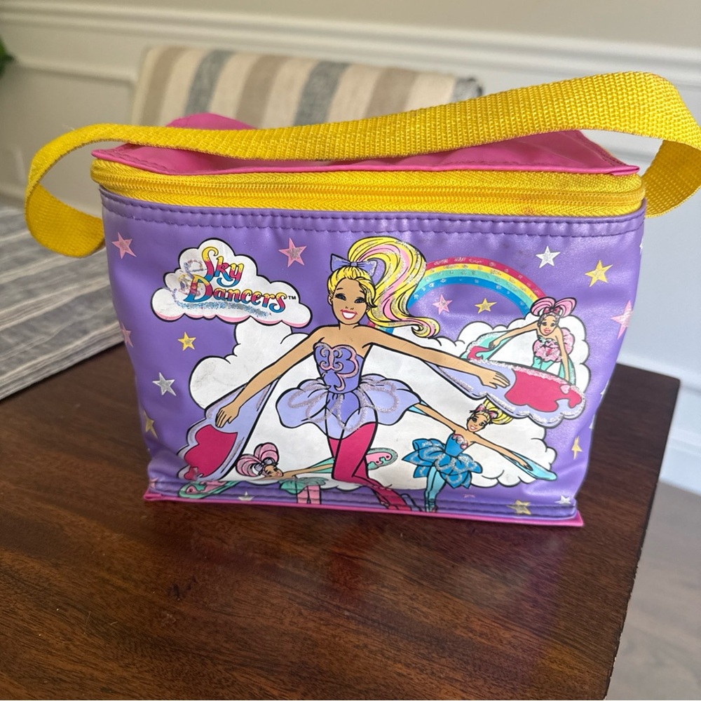 Vintage Sky Dancers Purple Character Lunch Bag with Yellow Strap